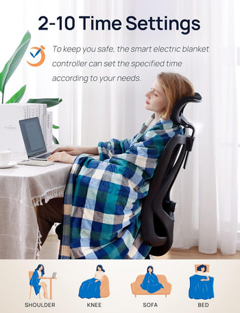 Electric Heated Sherpa Plaid Blanket 50