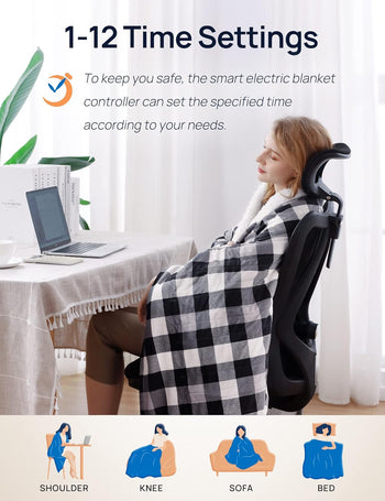 Electric Heated Sherpa Plaid Blanket 100