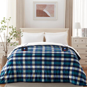 Electric Heated Sherpa Plaid Blanket 100