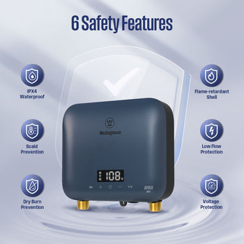 8KW Mini Electric Tankless Water Heater, Deep Blue