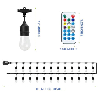 24 Bulb Color Changing String Light 48 Ft