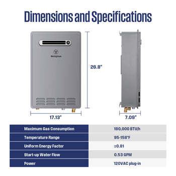 Apolo Performance Tankless Outdoor Natural Gas Water Heater 180,000 BTU