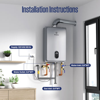 Apolo Performance Tankless Indoor Natural Gas Water Heater, 120,000 BTU
