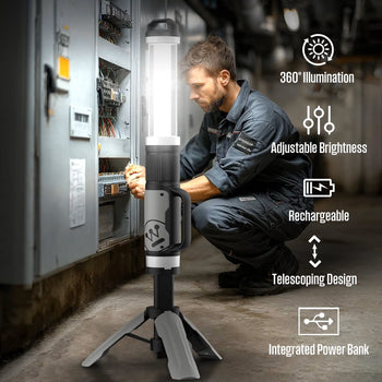 Rechargeable 5000 Lumen LED Work Light With 360° Illumination and Power Bank