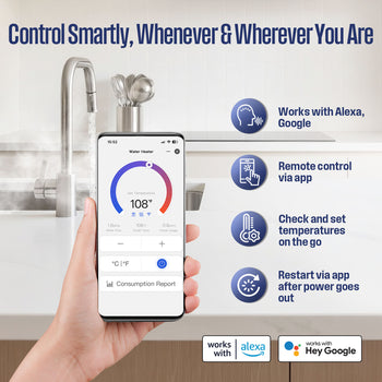 6.5KW Electric Tankless Water Heater, Deep Blue