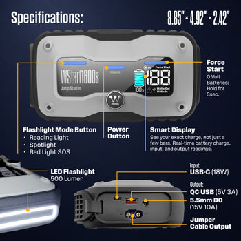 2000A Portable Car Battery Jump Starter Power Bank