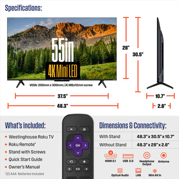 55” Mini-LED 4K UHD Roku TV
