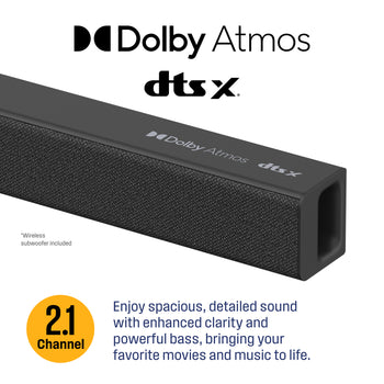2.1 Channel Soundbar with Subwoofer