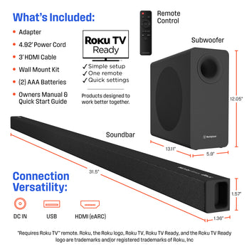 2.1 Channel Soundbar with Subwoofer