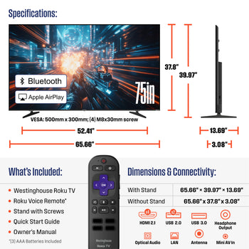75” Mini-LED 4K UHD Roku TV Max