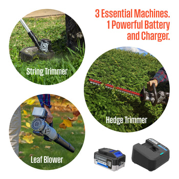 Cordless 20V Leaf Blower/Hedge Trimmer/String Trimmer Kit