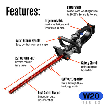 Cordless 20V Hedge Trimmer - Tool Only
