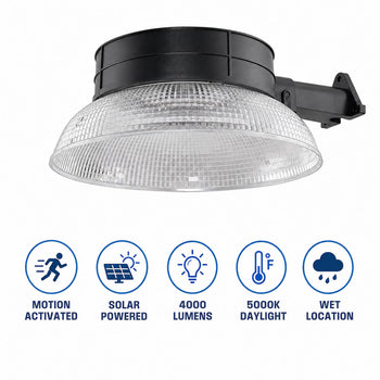 4000-Lumen Solar LED Barn Light with Motion Sensor