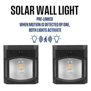600 Lumen Solar Motion Activated Linkable Wall Light, 2pk