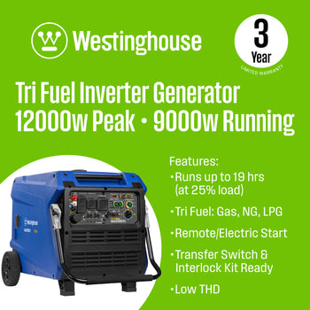 iGen12000TFc Inverter Generator - Tri-Fuel with CO Sensor