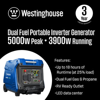 iGen5000DFcv Inverter Generator - Dual Fuel with CO Sensor