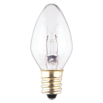 7-1/2 Watt C7 Incandescent Clear E12 (Candelabra) Base, 120 Volt, Box