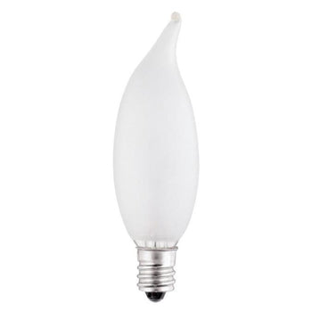 15 Watt CA8 Flame Tip Incandescent Frost E12 (Candelabra) Base, 120 Volt, Card (2-Pack)