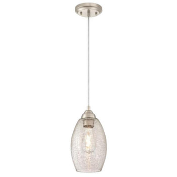 One-Light Indoor Mini Pendant, Brushed Nickel Finish