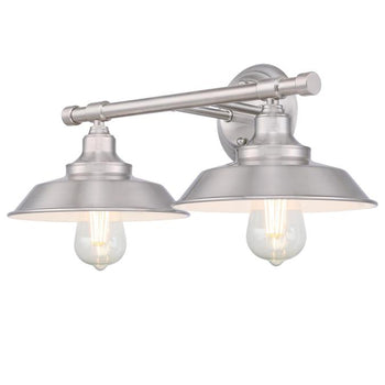Iron Hill Two-Light Indoor Wall Fixture, Brushed Nickel Finish