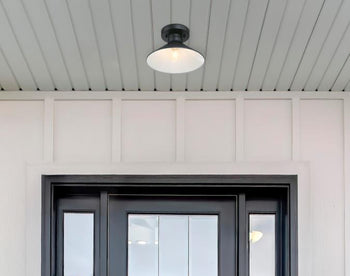 Watts Creek 11-Inch One-Light Outdoor Semi-Flush Mount Ceiling Fixture, Textured Black Finish, Dark Sky Friendly