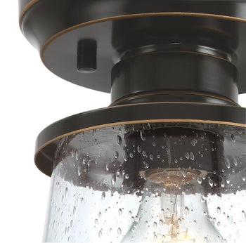 Emma Jane 7-Inch One-Light Outdoor Semi-Flush Mount Ceiling Fixture, Amber Bronze Finish