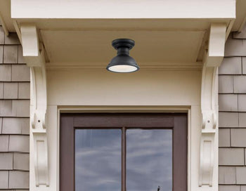 Orson 9-Inch One-Light Outdoor Semi-Flush Mount Ceiling Fixture, Textured Black Finish, Dark Sky Friendly