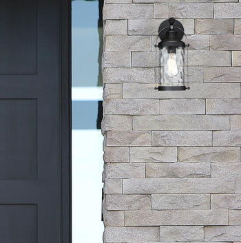 Courtland Grove One-Light Outdoor Wall Fixture, Matte Black and Antique Pewter Finish