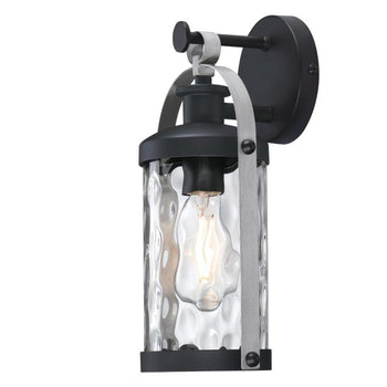 Courtland Grove One-Light Outdoor Wall Fixture, Matte Black and Antique Pewter Finish