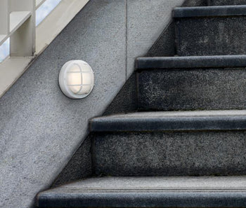 One-Light Dimmable LED Outdoor Wall Fixture, Textured White Finish