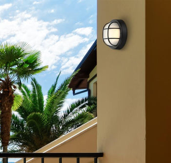 One-Light Dimmable LED Outdoor Wall Fixture, Textured Black Finish