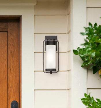 Galtero One-Light Outdoor Wall Fixture, Matte Black and Distressed Aluminum Finish