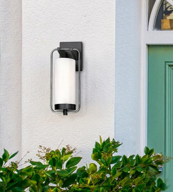 Galtero One-Light Outdoor Wall Fixture, Matte Black and Distressed Aluminum Finish