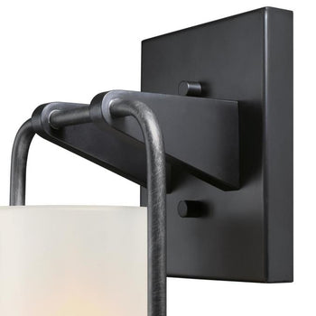 Galtero One-Light Outdoor Wall Fixture, Matte Black and Distressed Aluminum Finish