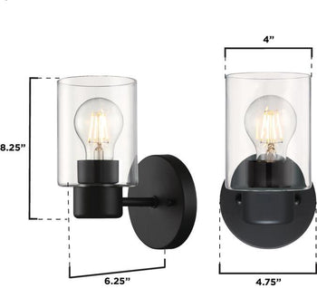 Sylvestre One-Light Indoor Wall Fixture, Matte Black Finish