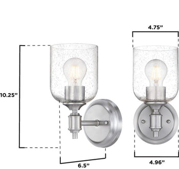 Basset One-Light Indoor Wall Fixture, Brushed Nickel Finish