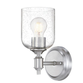 Basset One-Light Indoor Wall Fixture, Brushed Nickel Finish