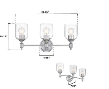 Basset Three-Light Indoor Wall Fixture, Brushed Nickel Finish