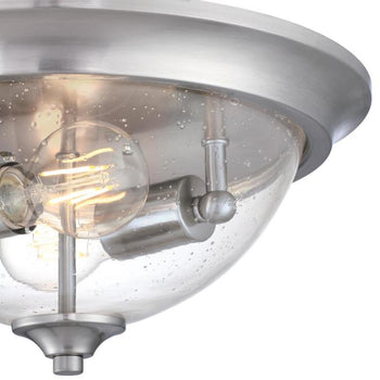 Basset 13-Inch Two-Light Flush Mount Ceiling Fixture, Brushed Nickel Finish