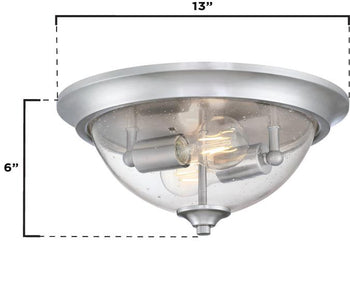 Basset 13-Inch Two-Light Flush Mount Ceiling Fixture, Brushed Nickel Finish
