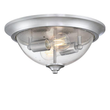 Basset 13-Inch Two-Light Flush Mount Ceiling Fixture, Brushed Nickel Finish