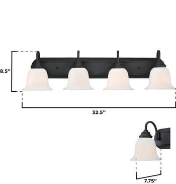 Harwell Four-Light Indoor Wall Fixture, Matte Black Finish