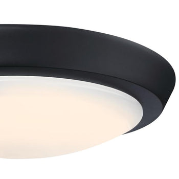 11-Inch 20-Watt LED Indoor Flush Mount Ceiling Fixture, Matte Black Finish, Acrylic Shade