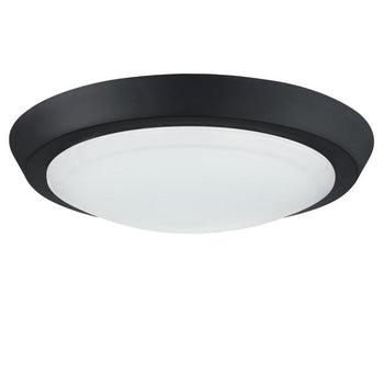 11-Inch 20-Watt LED Indoor Flush Mount Ceiling Fixture, Matte Black Finish, Acrylic Shade