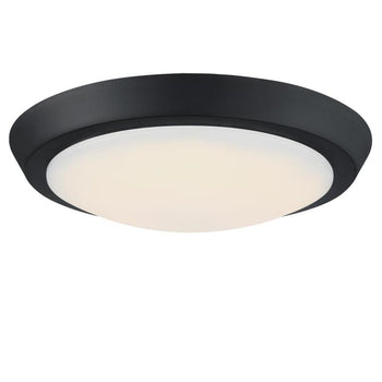 11-Inch 20-Watt LED Indoor Flush Mount Ceiling Fixture, Matte Black Finish, Acrylic Shade