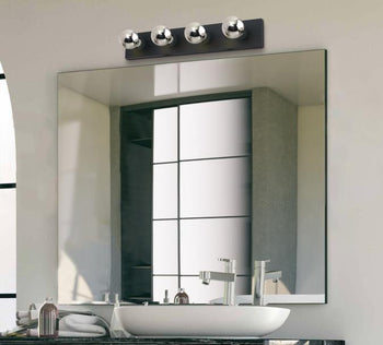 Four-Light Indoor Wall Fixture, Matte Black Finish