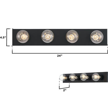 Four-Light Indoor Wall Fixture, Matte Black Finish