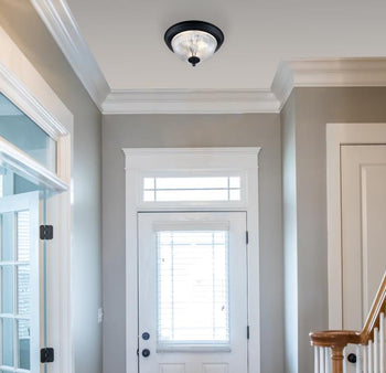 11-Inch One-Light Flush Mount Ceiling Fixture, Matte Black Finish