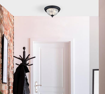 11-Inch One-Light Flush Mount Ceiling Fixture, Matte Black Finish