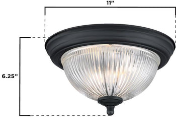 11-Inch One-Light Flush Mount Ceiling Fixture, Matte Black Finish